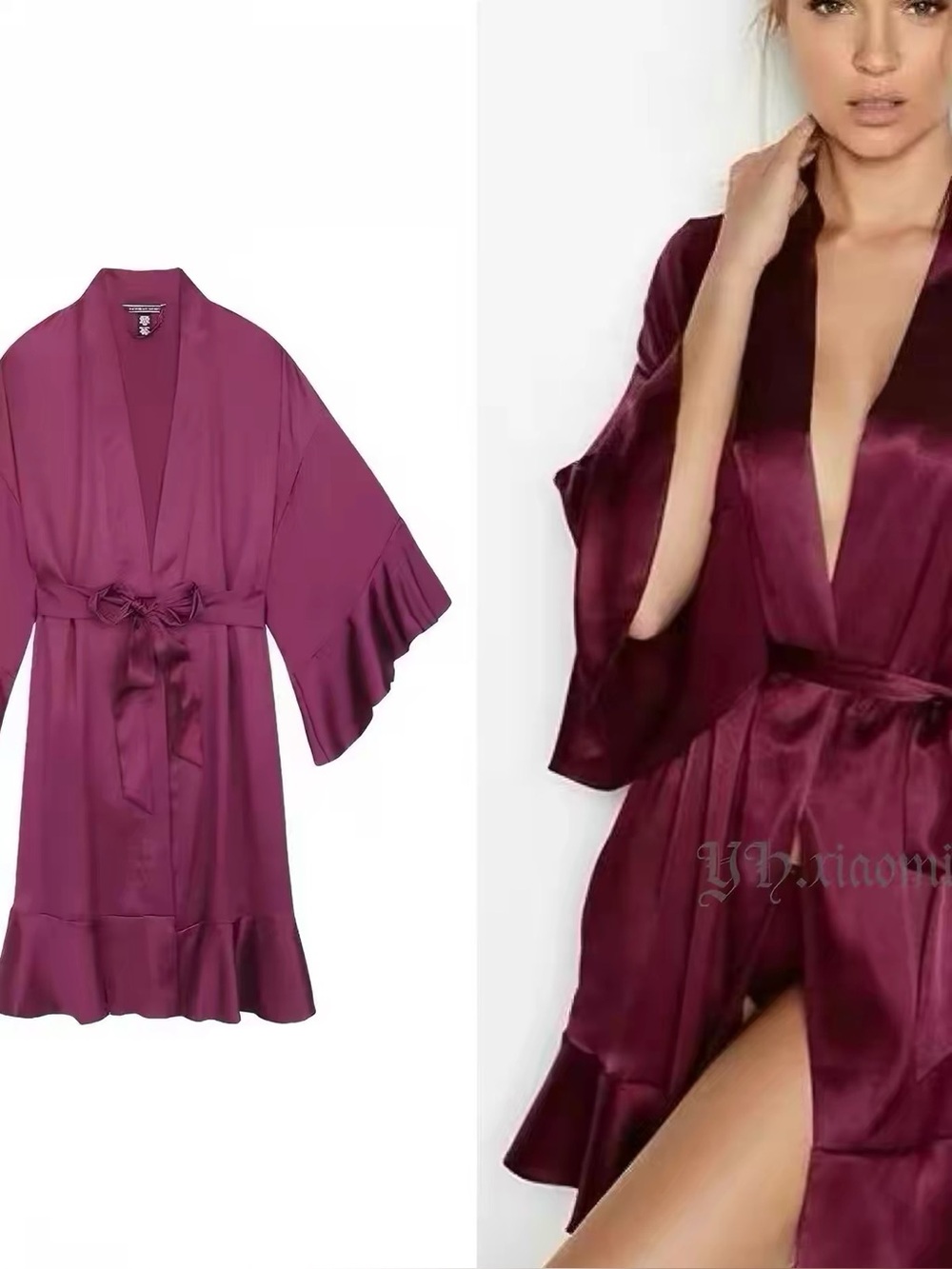 Victoria's Secret Satin Robe in Deep Plum